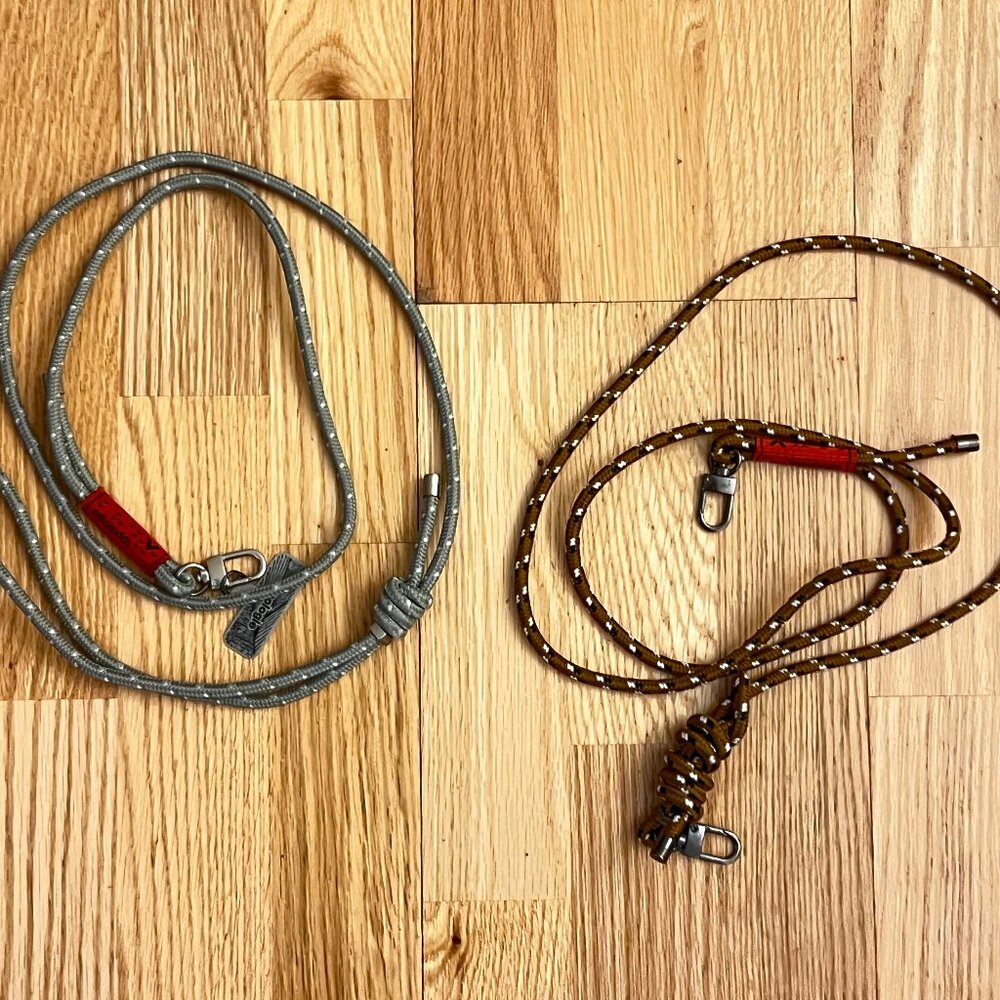 Topologie phone strap lanyards brown/navy and sage/silver (sold as a set)